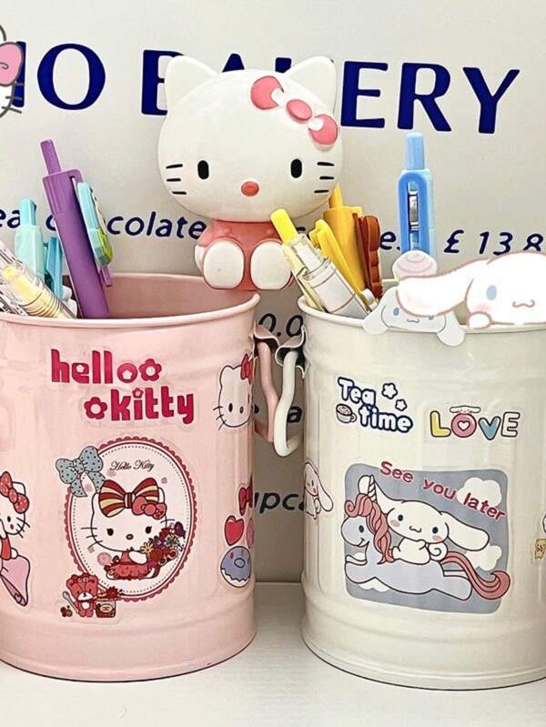 Sanrio 1 pezzo Porta penne da ufficio Sanrio, creativo e insolito, ampio porta penne portatile, organizer da scrivania adatto per ufficio e uso scolastico, stile retrò e artistico