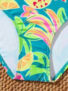 Tween Girl Tropical Fruit Print One-Piece Swimsuit - Multicolor - View 3