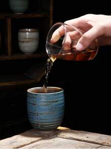 1/4件复古陶制咖啡杯茶杯水杯，手工上釉简约高品质创意马克杯牛奶杯，大号大师杯，厨房饮具，是送给朋友、亲戚和情侣的完美礼物