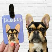 1pc Custom Pet Portrait Luggage Tag, Dog Cat Pet Illustration, Personalized PU Leather Luggage Tag, Thermal Transfer Photo Luggage Tag, Travel Suitcase Tag, Travel Gift, Birthday Gift, Wedding Gift, Mother's Day Gift, Father's Day Gift, Send To Family, Send To/Girlfriend/Boyfriend/Friend