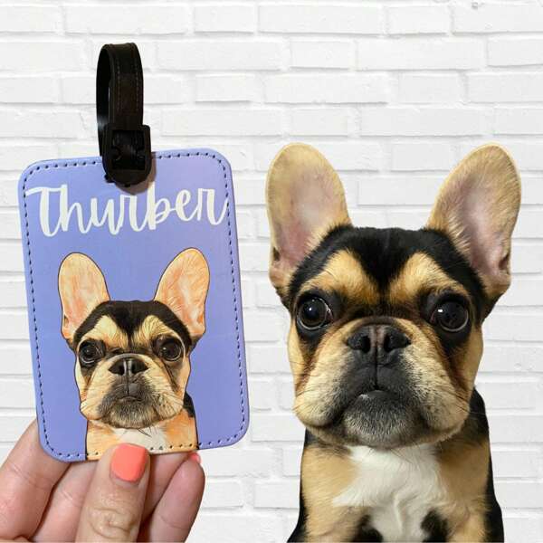 1pc Custom Pet Portrait Luggage Tag, Dog Cat Pet Illustration, Personalized PU Leather Luggage Tag, Thermal Transfer Photo Luggage Tag, Travel Suitcase Tag, Travel Gift, Birthday Gift, Wedding Gift, Mother's Day Gift, Father's Day Gift, Send To Family, Send To/Girlfriend/Boyfriend/Friend