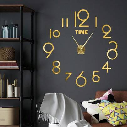 16 英寸/36 英寸/47 英寸现代设计大挂钟 3D/2D DIY 石英钟时尚手表亚克力镜面贴纸客厅家居装饰钟表镜面数字贴纸适用于客厅办公室装饰礼品、家居装饰、房间装饰