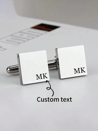 1pc Customized Personalized Cufflinks - Groom Wedding Cufflinks, Groomsmen Gift Monogram Cufflinks, Father's Day Gift, Gift For Brother, Stainless Steel Graduation Gift