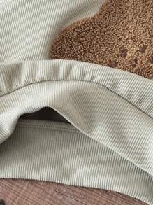 2pcs/Set Baby Boy Pear Embroidery Sweatshirt And Pants Set, Spring & Summer - Olive Green - View 7