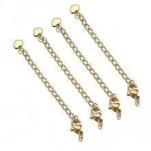 10pcs Stainless Steel Extension Chain With Lobster Clasp, Suitable For DIY Jewelry Making, Necklaces And Bracelets