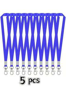 5 sztuk kolorowych różowych, niebieskich, czarnych smyczy, modny design unisex, odpowiedni do identyfikatorów biurowych, smycz na rejs, z obrotowymi haczykami do łatwego użycia, artykuły szkolne, powrót do szkoły - Wielokolorowe - Zobacz 14