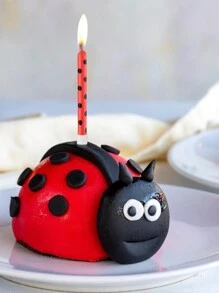 6 件红色瓢虫波尔卡圆点生日派对周年蛋糕装饰蜡烛 - 紅色 - 查看 3