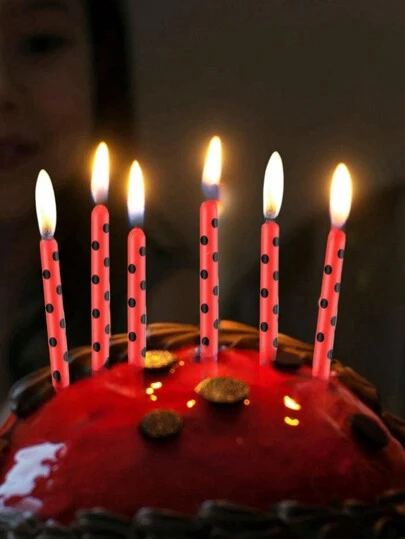 6pcs Red Ladybug Polka Dot Birthday Party Anniversary Cake Decorative Candles