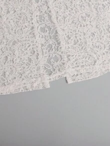 Sexy Hollow Lace A-Line Skirt For Women, Elegant Long Skirt, No Lining - White - View 8