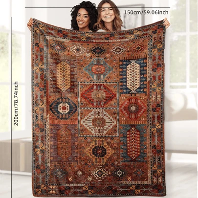 Chăn đắp mềm mại ấm áp họa tiết dệt Boho Polyester cổ điển, có thể giặt bằng máy, hoàn hảo cho ghế sofa, giường, du lịch, cắm trại, trang trí văn phòng, quà tặng lý tưởng cho bạn trai/bạn gái