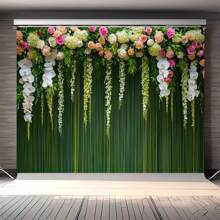 多功能聚酯纤维花卉背景横幅 - 无需电力即可用于婚礼、新娘派对、摄影、舞台装饰和节日的春夏主题装饰