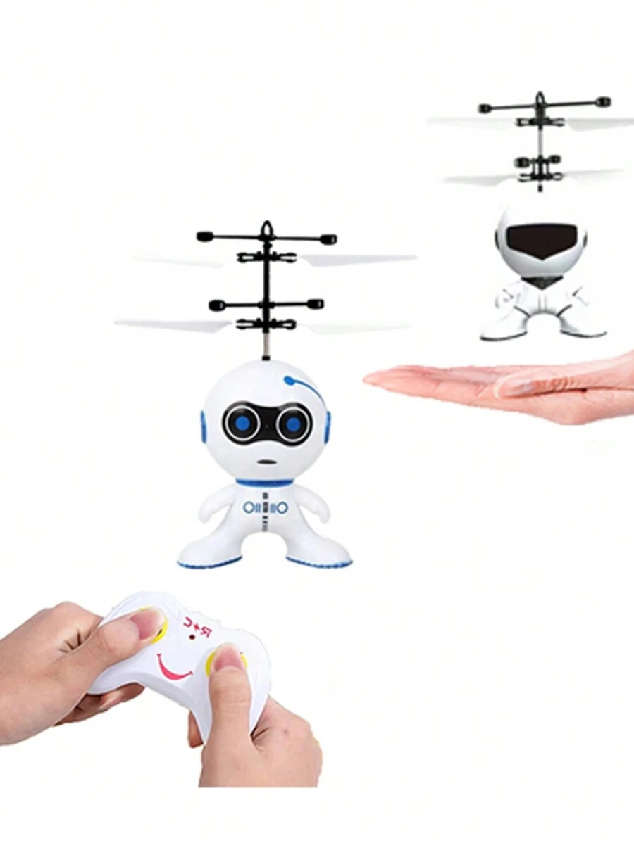 1个遥控机器人，防震材质，手势感应飞行玩具（有遥控版和非遥控版，人工涂装不均匀，手工测量存在轻微误差）