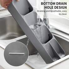 Kitchen Drawer Cutlery Storage Tray Knife Holder Spoon Forks Tableware Organizer Container For Spice Bottles Knives Block Rack - Army Green - View 3