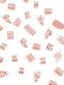 40个脏辫发圈 - 时尚合金发饰，适合女孩和女士编发，头部饰品，爪夹，发夹 - 玫瑰金 - 查看 7