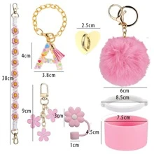 Nắp đậy ống hút 8-9mm, vỏ silicon, phù hợp với cốc 30/40oz, quà Giáng sinh cho bé gái, đồ trang trí thủ công tự làm, trang trí Lễ Tạ ơn, quà tặng bạn bè, trang trí tiệc Giáng sinh, phụ kiện, cốc và bình nước Giáng sinh - Hồng 26 chữ - Xem 3