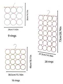 28 环围巾衣架圈，多环领带展示架，彩色编织，围巾和丝巾收纳架，家用多功能悬挂收纳架，可折叠衣架，卧室多功能圆形展示架，收纳架，家居收纳，女式白色 T 恤，女式黑色裤子，女士冬装，连衣裙， - 彩色 - 查看 8