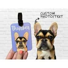 1pc Custom Pet Portrait Luggage Tag, Dog Cat Pet Illustration, Personalized PU Leather Luggage Tag, Thermal Transfer Photo Luggage Tag, Travel Suitcase Tag, Travel Gift, Birthday Gift, Wedding Gift, Mother's Day Gift, Father's Day Gift, Send To Family, Send To/Girlfriend/Boyfriend/Friend