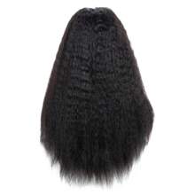 Kinky Straight Wig Human Hair Glueless Kinky Straight 4x4 Lace Front Wig Pre Plucked HairLine With Baby Hair 150% Density Yaki Straight Wigs Natural Black Color - 自然色&黑色系 - 查看 6