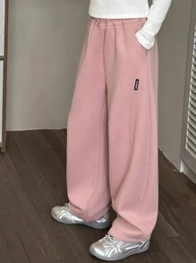 Tween Girl Casual Long Pants, Fashion Versatile Tween Girl Straight-Leg Pants, Children's Pants, Spring & Autumn - Pink - View 4