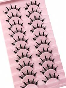 Pestañas postizas de estilo manga, look húmedo, estilo tailandés, anime, cosplay, de 18 mm, con púas, gruesas y dramáticas, tipo muñeca, estilo japonés y coreano, 10 pares - Pestañas Spiky Manga - Ver 3