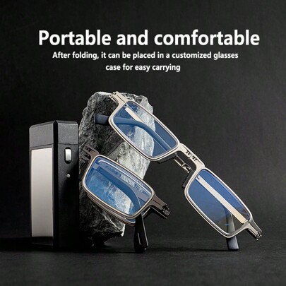 Óculos de leitura ultraleves, dobráveis e de alta definição, e óculos para presbiopia com alça e estojo, óculos portáteis modernos que melhoram a visão para homens e mulheres
