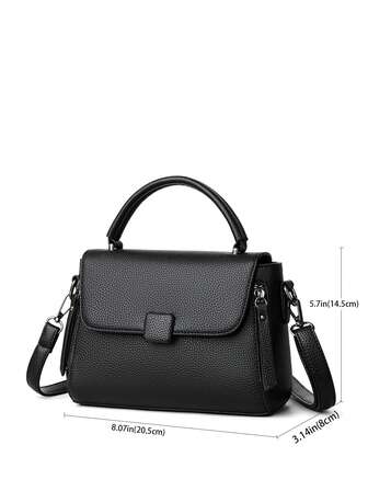 1 pieza Bolso de mano grande con tapa de piel de imitación de un solo color, decorativo, con capacidad antirrobo, adecuado para uso diario de mujeres, tipo bandolera y de hombro
