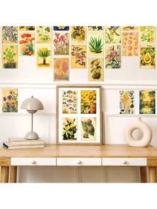 50 张水彩植物系列明信片 客厅、卧室、宿舍墙面装饰背景卡 水彩植物明信片 贺卡、情人节、婚礼