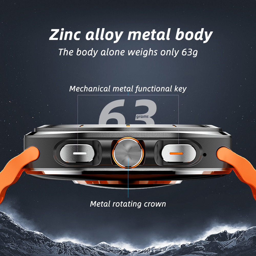 Reloj inteligente maxwear gtr11 ultra pantalla de 1,45 pulgadas 4GB de memoria ip68 Bluetooth impermeable llama a alerta ai - naranja - Añade 4