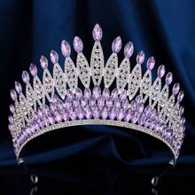 奢华新娘水晶水钻大皇冠，女士选美头饰，适合表演、派对、婚礼、宴会、情人节配饰 - 皇冠 - 查看 12