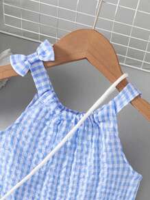 BASUSARRI Girls Ditsy Floral Patchwork Sleeveless Princess Dress With Matching Mini Bag, Cute & Simple Vacation Style - Blue - View 4