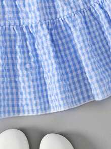 BASUSARRI Girls Ditsy Floral Patchwork Sleeveless Princess Dress With Matching Mini Bag, Cute & Simple Vacation Style - Blue - View 7