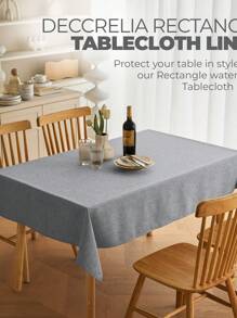 1pc Plain Linen Tablecloth, Rectangular Shape Suitable For Dining Room, Banquet, Birthday Party, Wedding, Outdoor - Grey - View 7