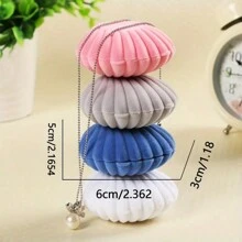 Boîte à bijoux en velours en forme de coquillage charmante - parfaite pour les bagues, boucles d'oreilles, colliers et bracelets - idéale comme cadeau de mariage et de fiançailles, présentoir. Paniers, boîtes et contenants pour l'organisation de la maison, pour le rangement de bijoux