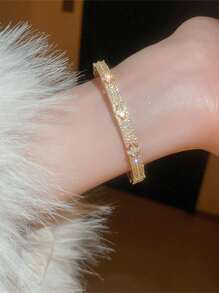 Elegant Cubic Zirconia Encrusted Bracelet, Fashion Jewelry Accessory For Women, Perfectly Showcases Daily Elegance And Party Charm, An Ideal Gift - Style 1 - View 4