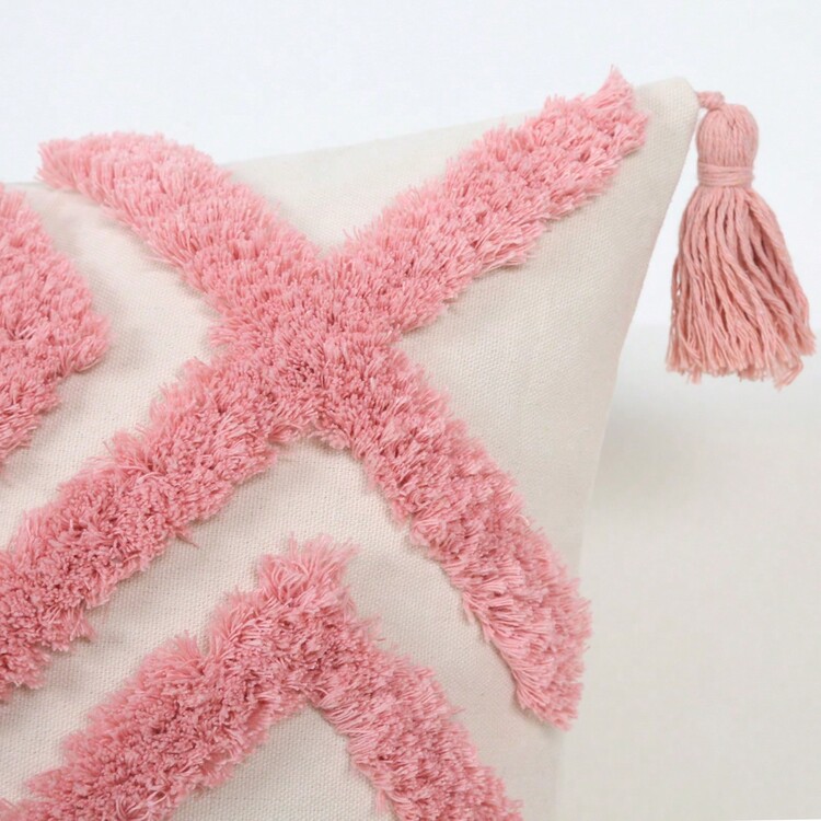 1 件心形图案簇绒抱枕套，浪漫风格几何方形靠垫套，客厅卧室沙发装饰枕套，无枕芯 - 彩色 - 查看 9