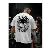 Camiseta Oversized Masculina Academia Gym Caveira Estampada Tecido Premium E Confortável Moda Streetwear