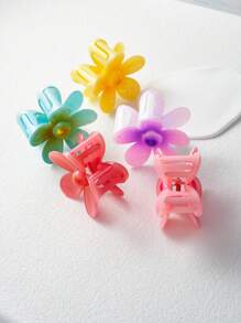 6 件可爱彩色迷你花朵发夹，女士和女孩发饰刘海夹，螃蟹发夹发夹发夹发夹发夹，爪夹