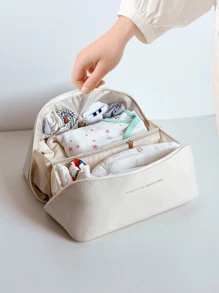 Foldable Travel Pillow Bag For Baby's Drool Bibs, Clothes, Accessories Storage, Mommy Bag - White - View 11