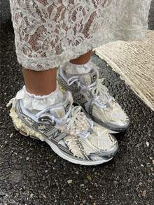 Sexy Hollow Lace A-Line Skirt For Women, Elegant Long Skirt, No Lining - White - View 4