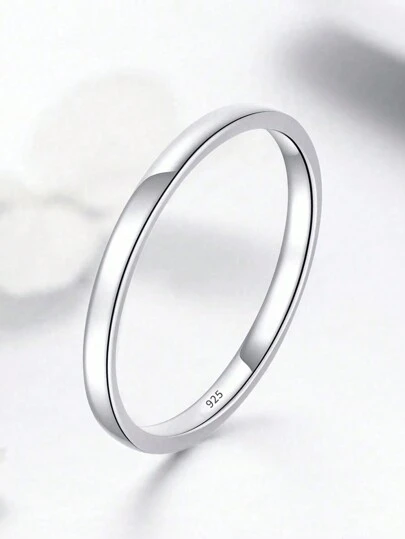 1 pieza Anillo vegetariano minimalista de plata de ley 925 hueco, joyería exquisita, regalo para mujeres