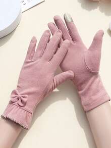 1 双女士秋冬手套，防风，保暖，触摸屏友好，适合骑自行车、骑摩托车 - 彩色 - 查看 10