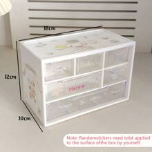 Organizador de mesa Sanrio com 6 compartimentos - Caixa de armazenamento de gaveta transparente com adesivos fofos de Kuromi, Melody e Cinnamoroll, presente de dia das mães