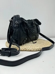 New Punk Women's Bag With Detachable And Adjustable Straps - 黑色 - 查看 2