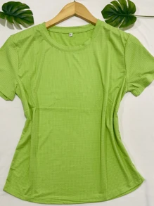 COLD MESH T-SHIRT ROUND NECK POLYAMIDE FITNESS SPORTS - 綠色 - 查看 2