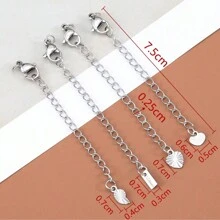 10pcs Stainless Steel Extension Chain With Lobster Clasp, Suitable For DIY Jewelry Making, Necklaces And Bracelets