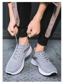 Zapatos para correr al aire libre para hombres,Zapatos para correr de malla transpirable para hombres,Zapatillas de tenis ligeras con cordones,2024 Zapatos nuevos para hombres,Zapatillas deportivas casuales ligeras antideslizantes.Zapatillas transpirables para estudiantes de primavera y otoño, - Gris - Ver 1