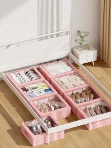 1 件式衣柜收纳盒和储物空间 - 床底收纳盒和储物空间最大化 - 理想的衣柜收纳盒、玩具收纳盒和床底收纳盒、衣柜收纳盒、可折叠收纳盒、鞋盒、衣柜收纳盒、鞋子收纳盒、床底储物盒、抽屉收纳盒。卧室、收纳盒、家居储物、女式白色 T 恤、女式黑色裤子、女士冬装、连衣裙、