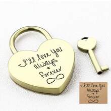 1 Pieza de candado personalizado con forma de corazón grabado, en oro y plata, regalo personalizado para compromiso, aniversario, cerradura de amor, novio, novia, regalo de Navidad, decoración del hogar, regalo único para parejas, mamá, papá, Día de San Valentín, Día de la Madre, Día del Padre, Acción de Gracias, Navidad, Aniversario, Cumpleaños - Multicolor - Ver 9
