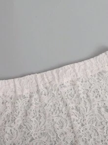 Sexy Hollow Lace A-Line Skirt For Women, Elegant Long Skirt, No Lining - White - View 9