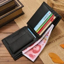 100% Genuine Leather Men Wallets Premium Product Real Cowhide Wallets For Man Short Black Wallet Valentine's Day